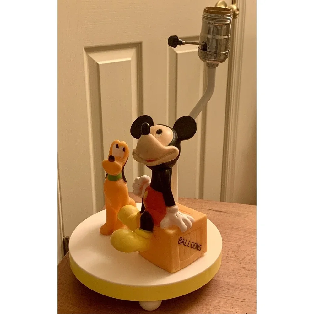 Vintage Disney Mickey Mouse & Pluto Balloon‎ Nursery Lamp